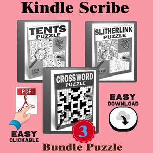 500 Kindle Scribe Puzzle Crossword Tent SlitherLink Digital Game Brain Teaser Adult Puzzle Book IQ Puzzles Hyperlinked PDF Instant Download