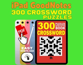 300 iPad Goodnotes Puzzle Crossword Puzzles Books for Adult. iPad Puzzle Game for Senior Clickable Pdf Brain Game Teaser eReader Game.