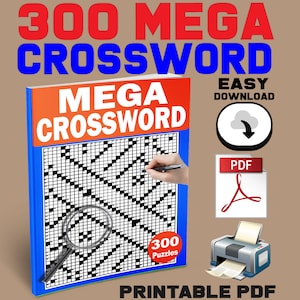 300 MEGA Crossword Puzzle Book for Adults | Brain Teaser Printable PDF | Instant Download | Fine Motor Skills Exercise | Ready to Print