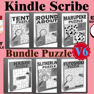 600 Kindle Scribe Puzzle  Futoshiki Hashi SlitherLink RoundAbout Tents Marupeke Adult Puzzle Book Hyperlink PDF Digital Instant Download