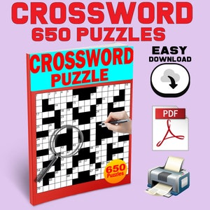 650 Crossword Puzzle Adult Puzzle Book Instant Download PDF Brain Teaser Puzzle PDF Printable Fine Motor Skills Boost Fun & Challenging