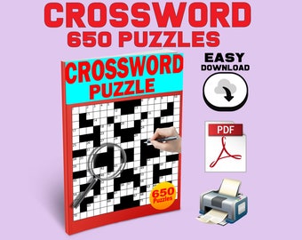 650 Cruciverba Puzzle per adulti Libro Download immediato PDF Rompicapo Puzzle PDF stampabile Capacità motorie complesse Aumenta il divertimento e la sfida