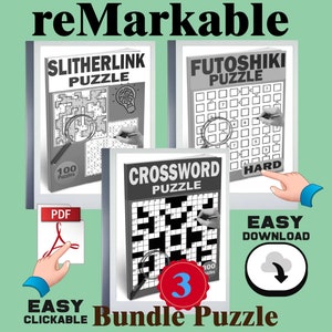 500 reMarkable Puzzle Crucigrama Futoshiki SlitherLink Juego digital Brain Teaser Libro de rompecabezas para adultos IQ Puzzle Hipervínculo PDF Descarga instantánea