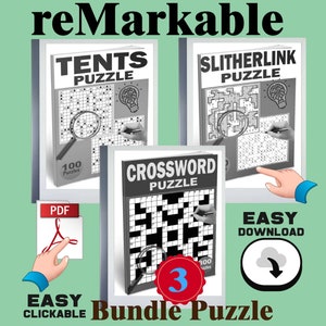 500 reMarkable Puzzle Crucigrama SlitherLink Tents Juego digital Brain Teaser Libro de rompecabezas para adultos IQ Puzzle Hipervínculo PDF Descarga instantánea