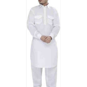 Handmade Cotton Pathani Kurta Pajama Set: Indian Party Wear Suit