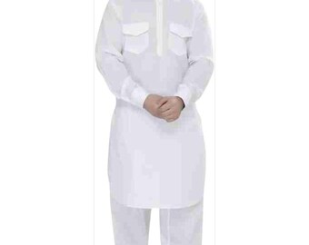 Handmade Cotton Pathani Kurta Pajama Set: Indian Party Wear Suit