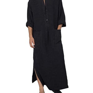 mens Linen kaftan/dress for mans.JEFF caftan. Glacier. Soft linen kaftan for mens with pocket. Unique, simple, comfortable.