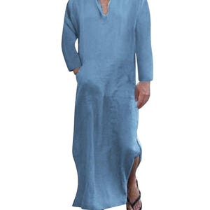 Men&#39;s Handcrafted Linen Kaftan Comfortable & Stylish Men&#39;s Linen Kaftan Breathable Elegant for Summer Linen Kaftan Perfect for Casual Wear
