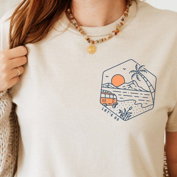 Adventure Camping Vanlife T-Shirt | Camper Shirt Let's go | Unisex Shirt oversize Backprint und Frontprint