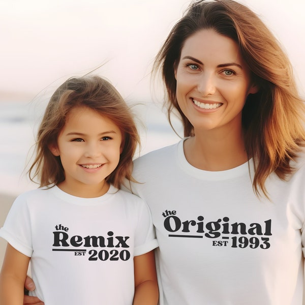 Mama Kind personalisiertes Shirt Papa Original & Remix Geschenk zur Geburt passendes Outfit Vater Sohn Partnerlook Mama Tochter Shirt Set