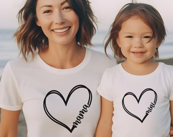 Mama Kind Partnerlook Shirt Mama & Mini, Geschenk zur Geburt Mama und Baby passende Outfit, Mama und Baby Set