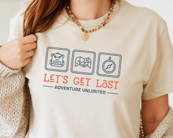 Adventure Travel T-Shirt Camper Shirt Outdoor Unisex Shirt oversize Backprint oder Frontprint Let's get lost