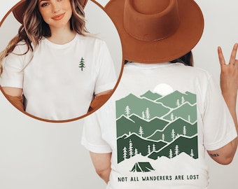 Travel T-Shirt Adventure Camping Shirt for Travelers World Trip Gift Not all wanderers are lost Trees Nature