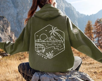 Adventure Camping Vanlife Hoodie Camper Let&#39;s go Unisex Pullover oversize Outdoor Gift