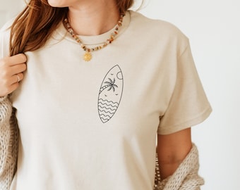 Maglietta da surfista, maglietta da viaggio, maglietta unisex con stampa oversize sul retro e sul davanti, regalo per surfisti