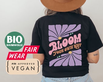 Vintage Shirt mit Retro Wildblumen Grafik aquarell Boho Look Bloom your own way T-Shirt | Outdoor Natur Blumen Geschenk für Freundin