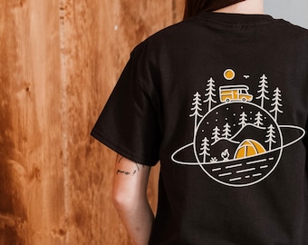 Adventure Camping Vanlife T-Shirt | Camper Shirt Around the world | Unisex Shirt oversize Backprint und Frontprint