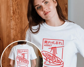 Asian Food Ramen Shirt aesthetic line art backprint | gift for japan lover and ramen lover