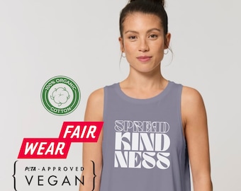 Spread Kindness Tank Top Dancer Yoga Shirt Sport Top Cropped vegan fair organic Shirt retro wavy