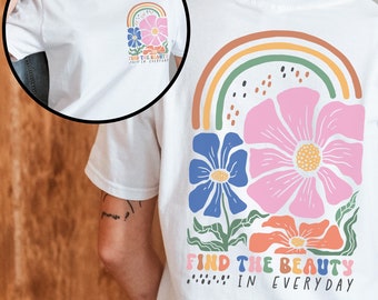 Vintage Floral Shirt Affirmation Oversize Back Print Floral Design | Outdoor nature floral summer look