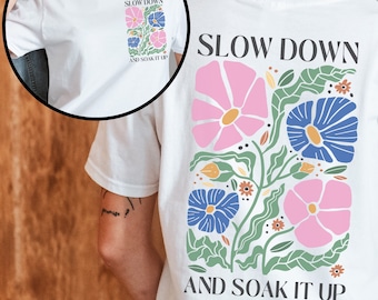 Vintage Flower Shirt Affirmation Oversize Back Print Floral Design | Outdoor nature floral summer look