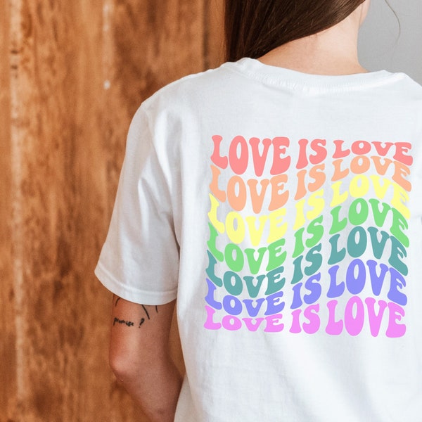 LGBTQ Shirt Love is love | Retro Pride T-Shirt für LGBTQ+ | Retro Front oder Back Print Pride Geschenk