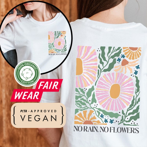 Vintage Shirt mit Wildblumen Grafik | gepresste Blumen Look | oversize Boho Frauen T-Shirt | Outdoor Natur Blumen Print