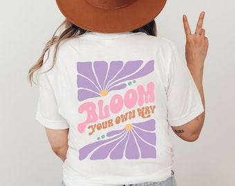 Vintage Shirt mit Retro Wildblumen Grafik aquarell Boho Look Bloom your own way T-Shirt | Outdoor Natur Blumen Geschenk für Freundin