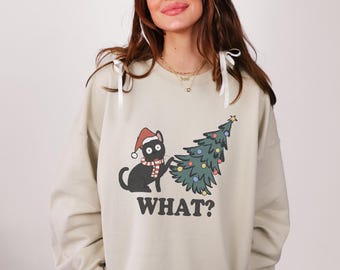 Katzen Weihnachten Sweatshirt Geschenk Tannenbaum Christmas Shirt Katze Pullover Cozy Season