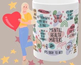 Mental Health Affirmation Tasse täglichen Reminder Selbstliebe Empowerment Achtsamkeit Geschenk Mental Health