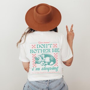 Retro Cat Shirt, Sleeping Cat Cute T-Shirt, Gift for Cat Lovers, Back Print Cat, Vintage Shirt Back