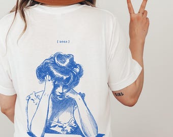 Camiseta de arte personalizada, camiseta retro de gran tamaño, camiseta de regalo con estilo 2025, camiseta de boceto, camiseta retro de club