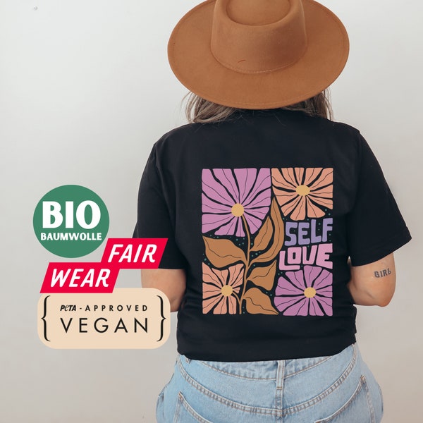 Vintage Shirt mit Wildblumen Grafik selflove Blumen Boho T-Shirt Outdoor Natur Blumen Back-Print