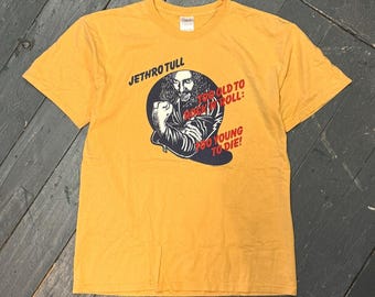 Gildan Jethro Tull Band T-Shirt Large Yellow Rock Tee