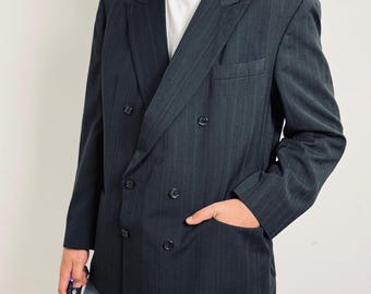 Bernhardt Double-Breasted Pinstripe Blazer Men's 46 1980s Tailoring