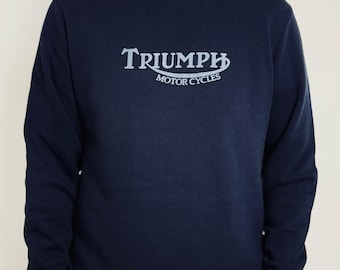 Triumph Motorcycles Crew Sweatshirt Medium Navy Y2K Motorcycle Logo
