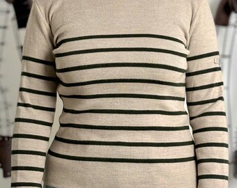 All Ocean 1990s Breton Stripe Sweater Women's M Beige/Green Nautical