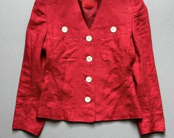 Bogner Linen Jacket Size 12 Red