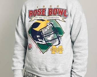 Fruit of the Loom 1998 Rose Bowl Michigan Crew Sweatshirt L Heather Grey