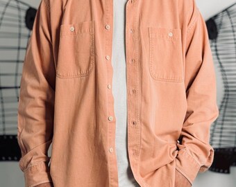 St Michael M&S Corduroy Overshirt XL Peach 1990s Oversized Workwear
