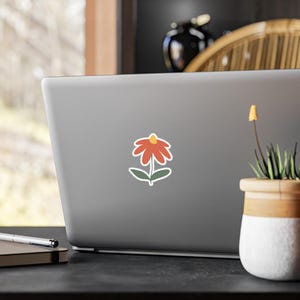 Decalcomanie in vinile con fiori allegri e taglio a bacio - Perfette per l'arredamento della casa e la personalizzazione / Bibbia, bottiglia d'acqua, laptop, adesivi minimalisti con fiori