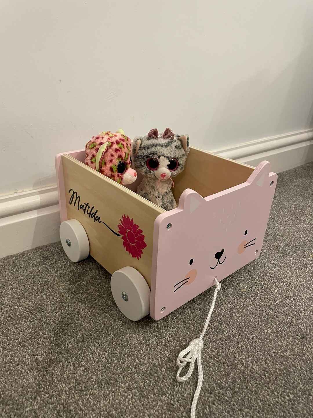 Pull Along Wooden Cat Toy Box - Etsy