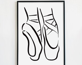 Ballet Feet Line Art Print – Minimalist Dance Illustration (Digital Download)