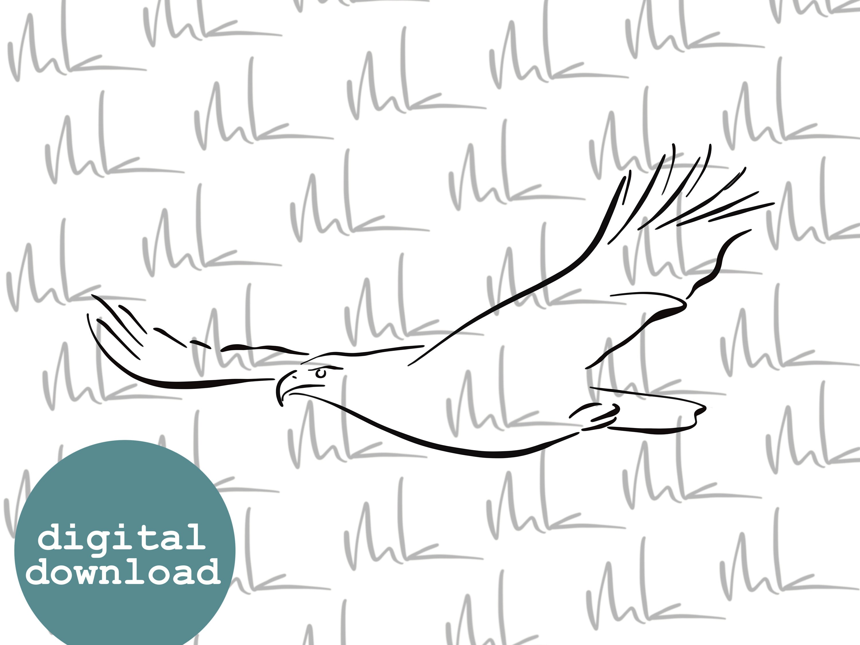 Eagle Line Art Print – Minimalist Black and White Illustration (digital ...
