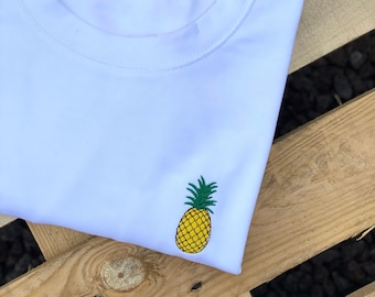 Sudadera con piña bordada: jersey de polar de algodón fabricado en el Reino Unido