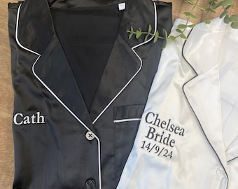 Pijamas de seda personalizados para la fiesta de bodas: pijamas para el día de la boda