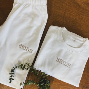 Bride embroidered matching tracksuit, bride hat, hen do full outfit, honeymoon airport outfit, bride hen do outfit, bride squad.