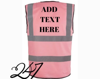 Personalized Pink Hi-Vis Vest: Custom Text Safety Vest