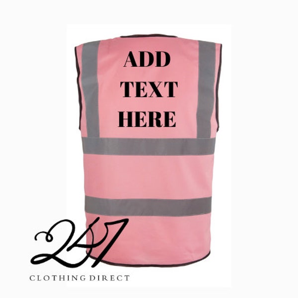 Personalised Pink printed Hi-Vis vest, hi vis vest , slow down printed vest , pink vest , pink hi vis , horse riding vest .