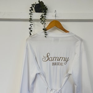 Personalized Bridal Robe: Embroidered Cotton Kimono Style Dressing Gown